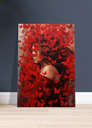 Red butterfly mist poster