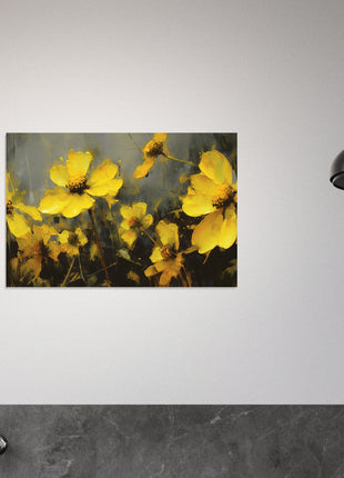 Yellow spring flowers on darker background poster