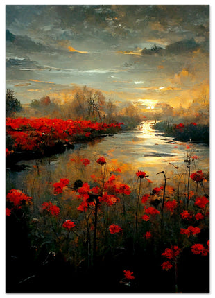 Sunset Over Poppy Fields Art Print