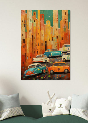 Abstract cars in the city poster