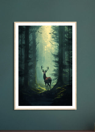 Deer in the woods poster