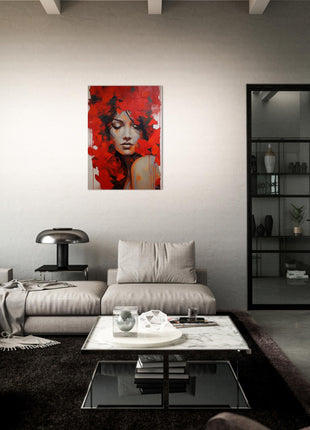 Girl with red butterflies poster