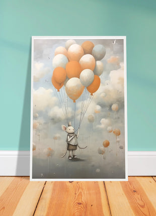 Mouse with balloons kids room poster