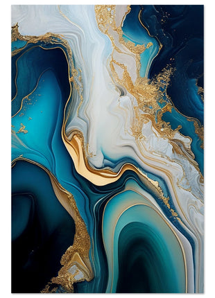 Gold and blue marble swirl poster