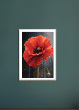 Poppy in the rain poster