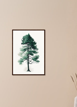 Minimalist tree on white background poster