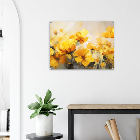 Yellow painted flowers poster