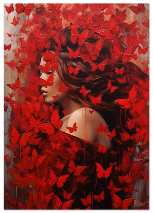 Red butterfly mist poster