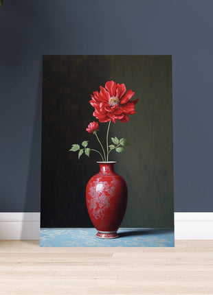 Red flower in vase poster