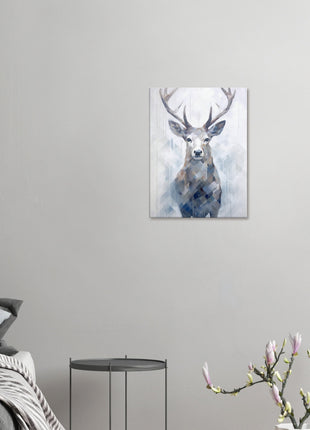 Deer in the mist with geometric blend poster