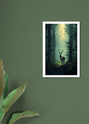 Deer in the woods poster