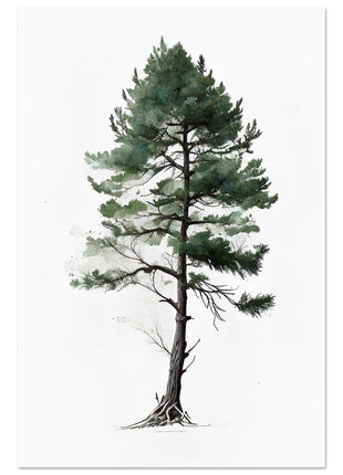 Minimalist serene pine tree poster