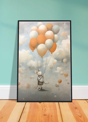 Mouse with balloons kids room poster