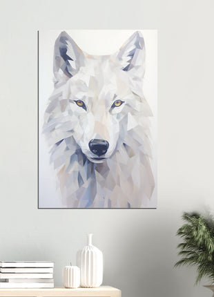 White wolf geometric poster