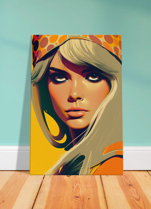 Retro Lady Poster - Yellow Orange Tone