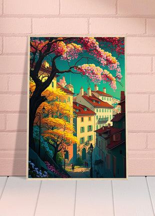 Colorful Town In Spring Poster