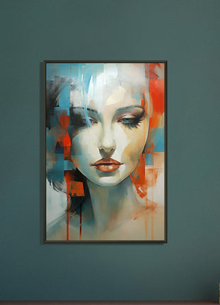 Modern poster - Lady in blue and red