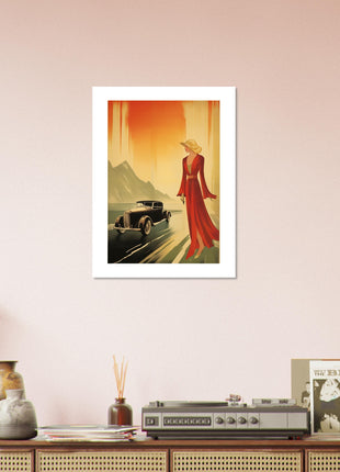 Retro lady any and car poster