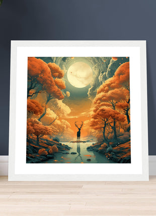 Deer fall landscape - Fall poster