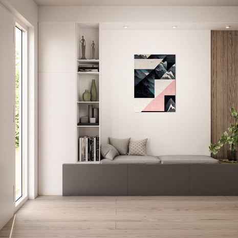 Geometric abstract art poster (pink & black tone)