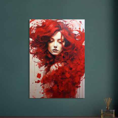 Fiery Red Passion Portrait Poster