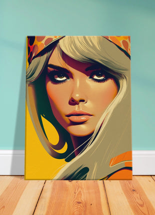 Retro Lady Poster - Yellow Orange Tone