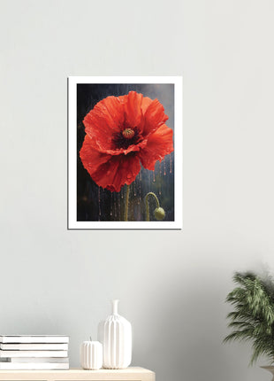 Poppy in the rain poster