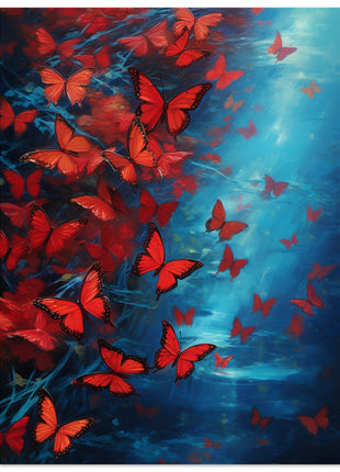 Red & blue butterfly poster