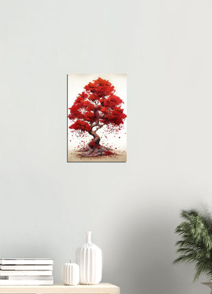 Red tree drawing poster