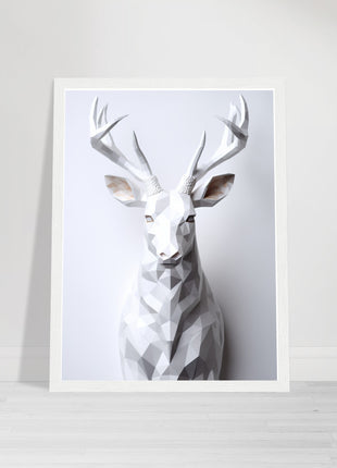 Geometric 3D deer poster