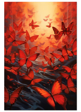 Red butterflies poster