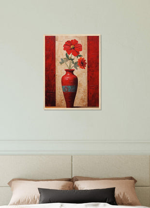 Prachtige poster met rode bloemen