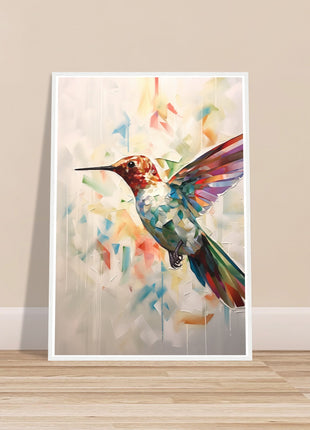 Geometric hummingbird poster