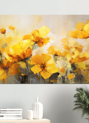 Yellow painted flowers poster