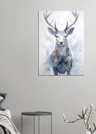 Deer in the mist with geometric blend poster