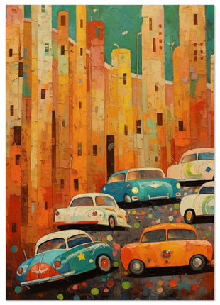 Abstract cars in the city poster