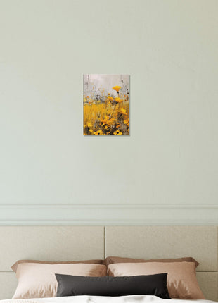 Yellow flower in field painting poster