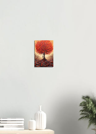 Red fall tree drawing poster