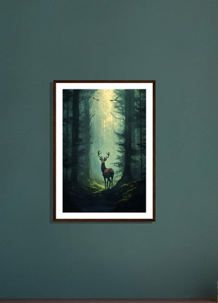 Deer in the woods poster