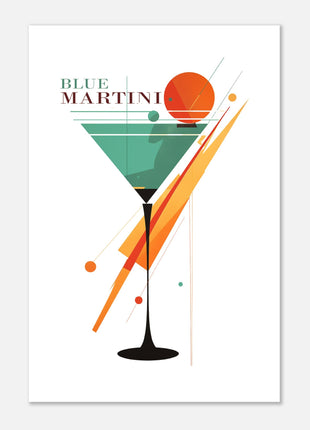 Vintage blauwe Martini-cocktailposter