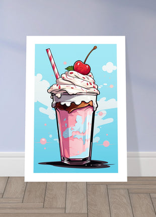 Vintage cherry milkshake poster