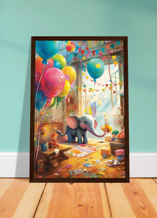 Elephant in playroom kids poster