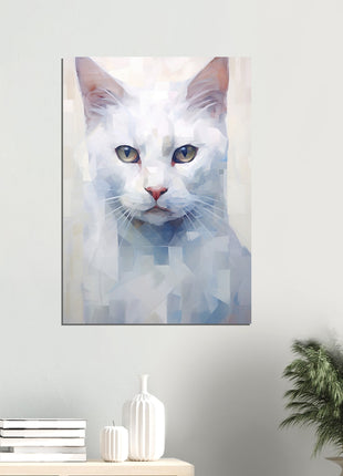 Serene White Cat Portrait Art Print