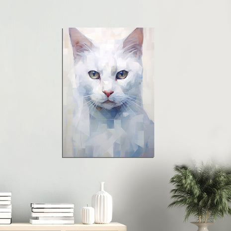 Serene White Cat Portrait Art Print