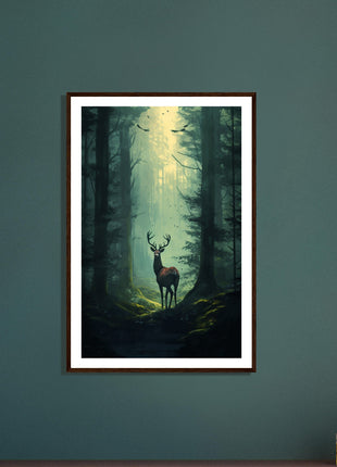 Deer in the woods poster