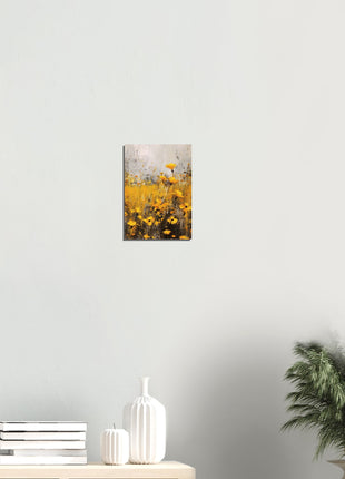 Yellow flower in field painting poster