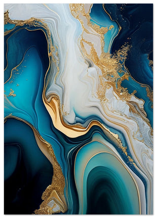 Gold and blue marble swirl poster