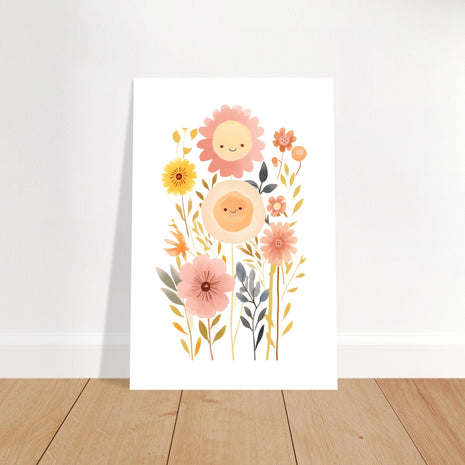 Happy Floral Faces Art Print