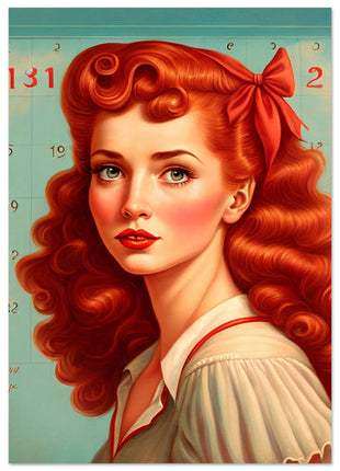 Retro redhead calender girl poster