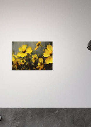 Yellow spring flowers on darker background poster